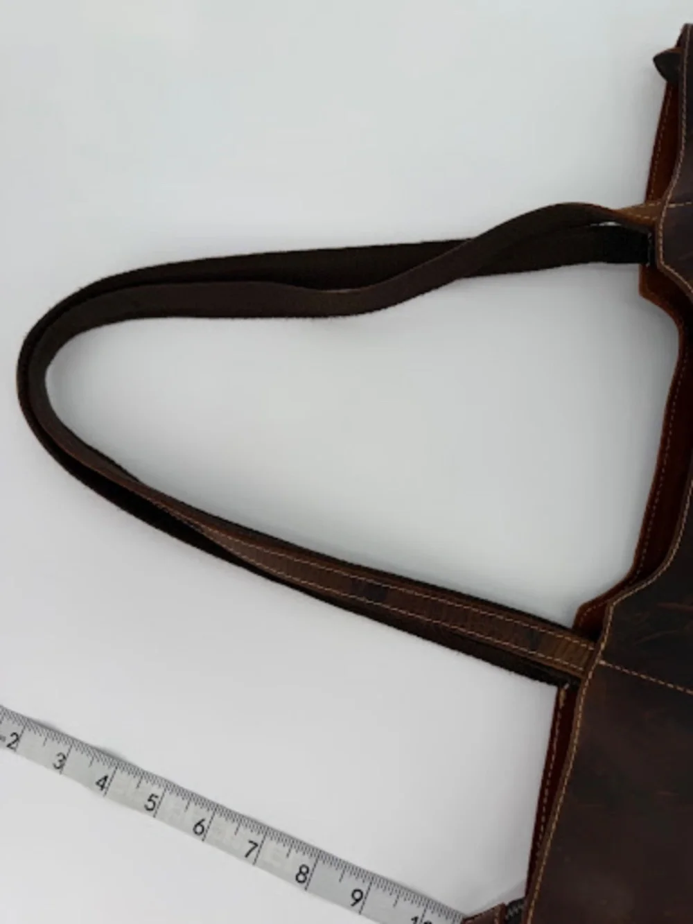 Rustic Dark Brown Distressed Crazy Horse Leather Shoulder Tote Bag Zip Top